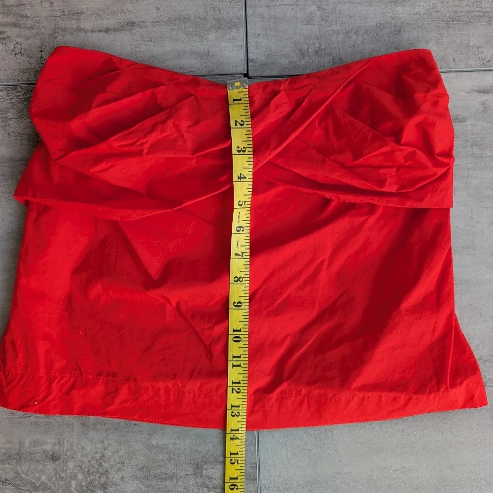 J. Crew Women's Red Poplin Strapless Gathered Bandeau Tube Top Sweetheart Size 6